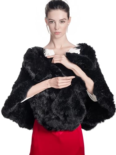 HEIZZI Women’s Fur Shawl Handwoven Real Fur Cape Soft Genuine Fur Wrap Elegant Shrug Exceptionally Perfect for Weddings3