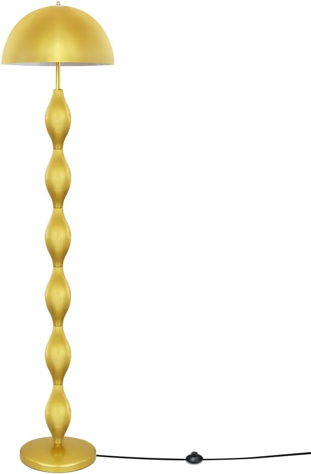 Floor Lamp Creative Mushroom Lamp, Gold Standing Lamp with Foot Switch, Creamy Style Modern Tall Lamp for Living Room, Bedroom, Office, Corner, E26/E27 Bulbs Compatible