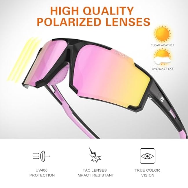 suoso Polarized Sports Sunglasses Men: UV400 Running Sunglasses for Women, Lightweight Fishing Baseball Cycling Glasses TR90