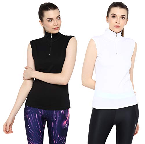 Image of Ap'pulse Women's Sleeveless 1 /4 Zip Hineck Tshirt(Pack of 2)