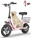 INSDRGN Peak 900W Electric Scooter for Adults with Seat, 33 Miles Range, 48V 10.4Ah Li Battery, 20MPH 5-Speed Commuter E-Scooter with Basket, Max 330LBS, UL2849 Certified, Pink