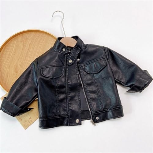 2025 Fashion Coats for Kids Faux Leather Stand Collar Motorcycle Jackets Outerwear Slim Coat with Zipper Fall Outfits3