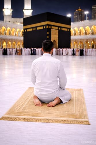 Image of Janamaz Prayer Mat Turkey Soft Velvet Namaz Mat Islamic Prayer Rug for Salah 70x110 CM Printed White4