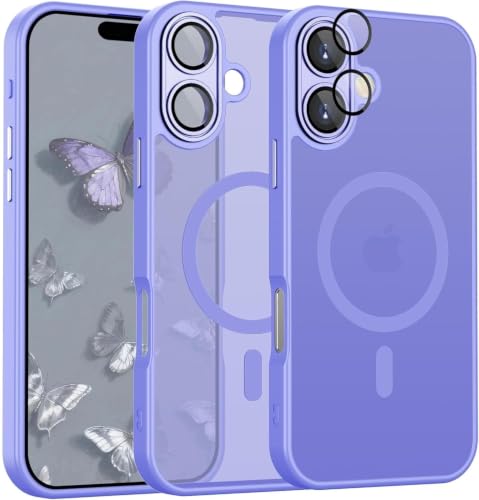 Image of VONZEE Magnetic Case Compatible with iPhone 17, MagSafe Compatible Translucent Matte Shockproof Protective Phone Cover, Full Camera Protection, Slim Anti-Scratch Back Case for Men & Women, Purple