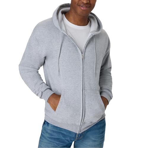 Hanes Men's Full-Zip Eco-Smart Hoodie, Light Steel, Medium