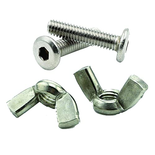 Image of Rely⇒VP INDUSTRIES (Combo Set -10 Pcs) M8x30 mm Allen JCB Screw with M8 Wing Nut Internal Thread With Allen Key 1 Pc | Fastener for Joining Wood Boards, Cabinets, Cupboards,Chairs & Beds