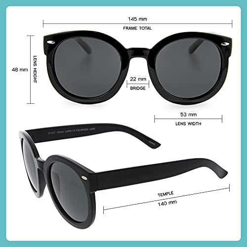 Image of zeroUV - Round Retro Oversized Sunglasses for Women with Colored Mirror and Neutral Lens 53mm