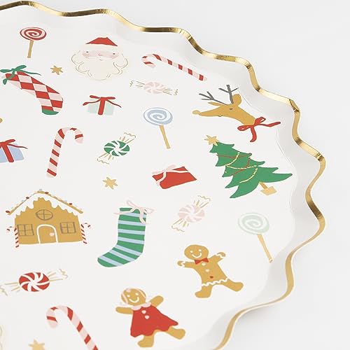 Meri Meri Christmas Party Plates (Pack of 8), Disposable Plates for Party, Christmas Paper Plates with Scalloped Edge