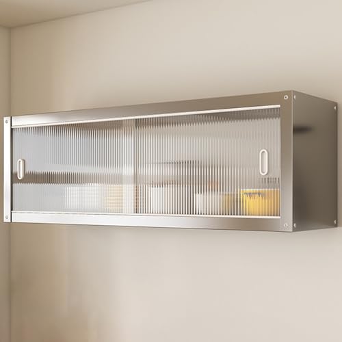 NEPHRA Meuble Haut Salle de Bain Coulissant, Armoire Murale Gain de Place Fixation INOX, Meuble Cuisine résistant 25kg, Meuble Suspendu Salon Cuisine(90 x 30...