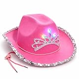 GiftExpress CHILD LED Blinking Pink Tiara Cowgirl hat Light Up Cowboy Hat - CHILD SIZE