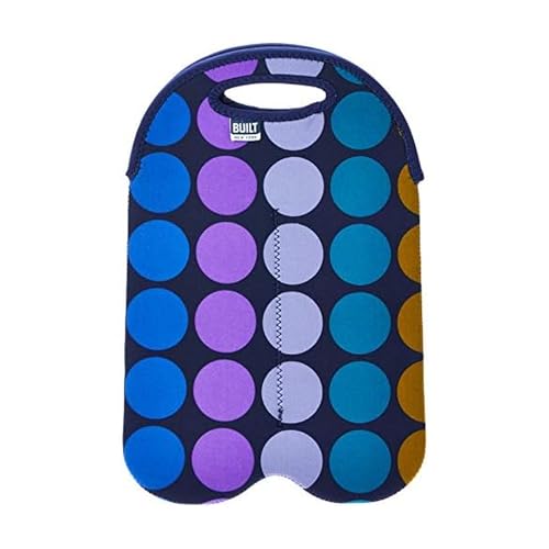BUILT Two Bottle Wine Tote, Plum Dot