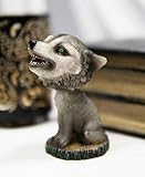 Ebros Gift Cries of The Night Howling Gray Wolf Direwolf with Green Eyes Bobblehead Figurine 3.75' Tall Lycan Timberwolf Bobble Head Statue