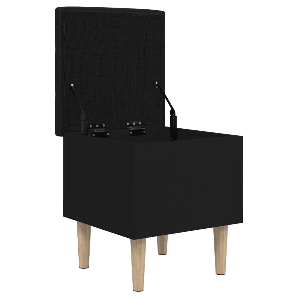 Panca con vano portaoggetti per panchina, in legno di colore nero, 42 x 42 x 46 cm, con cuscino imbottito e struttura stabile