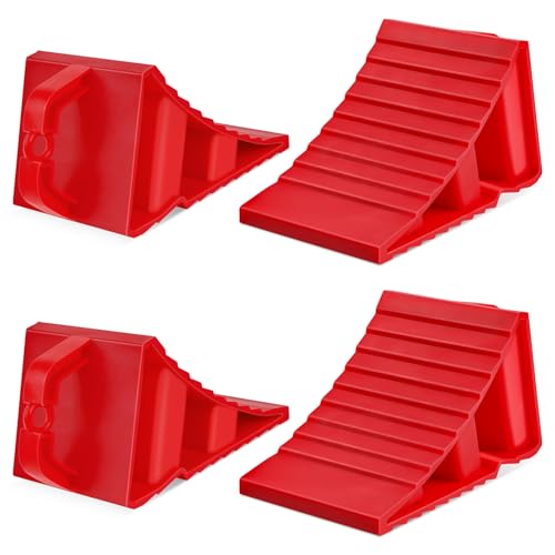 Wheel Chocks for Trailers, 4 Pack Hard Plastic RV Wheel Chocks with Handles for Easy Removal, Tire Chock for Cars Wheels, Keep Your Truck or Camper in Place