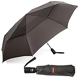 ShedRain Vortex Automatic Compact Folding Windproof Travel Umbrella β Push Button Open & Close - Rain & Windproof Vented Double Canopy β Wind Tunnel Tested to 75 mph (Charcoal)