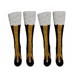 Crazy Funny Chicken Legs Kniehoge nieuwigheid sokken grappige geschenken, 2 paar geel