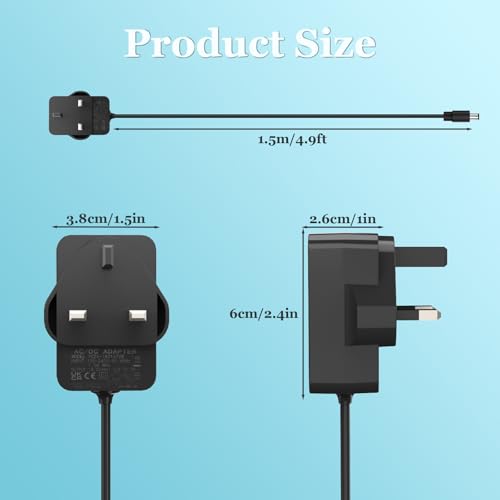 30W Power Adapter for Echo Show 8, Echo Show 10, Echo Show 15, Echo Show 21, Echo(3./4. Gen), Echo Show (2. Gen.), Echo Plus (2. Gen) Charger, 1.5M Power Cord, Black - Image 4