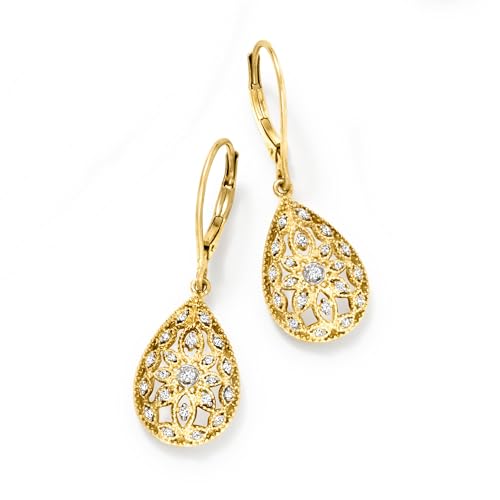 Ross-Simons 0.10 ct. t.w. Diamond Openwork Teardrop Earrings in Sterling3