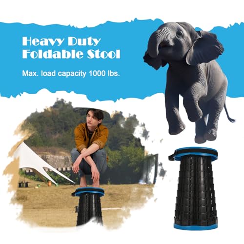 Image of Spisces Upgraded Collapsible Stool with Cushion, 1000 lbs Capacity & 19.7-in High, Wider & Taller Heavy Duty Portable Telescoping Foldable Seat for Adults Camping, Travel, Music Festivals, Outdoors
