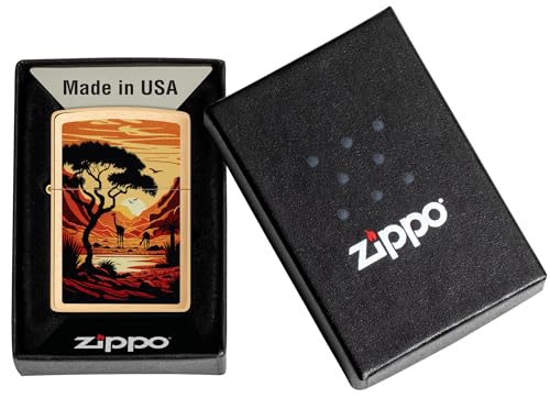 Encendedor Zippo Giraffes in The Wild Brushed Brass miniatura 6