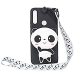 HopMore Funda para Huawei P Smart Z / Y9 Prime 2019 Silicona (Funda para Auriculares) Cordón Divertidas Carcasa Resistente Case Antigolpes Caso Dibujos Gracioso para Niñas Mujeres Niños - Panda