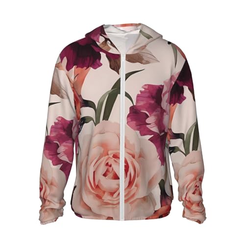 Veste à capuche zippée et poches pratiques au motif imprimé fleurs roses