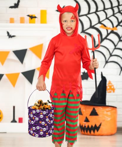 Image of Halloween Buckets Trick or Treat Candy Bucket Gift Basket Goody Bucket for Halloweens Party Supplies(Purple Halloween)