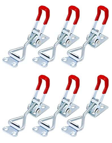 QWORK® 6 Pack Toggle Clamp Latch, 100Kg/220Lbs Holding Capacity, Toggle Latch, Quick Release Pull Latch, Quick Clamp, Adjustable Buckle