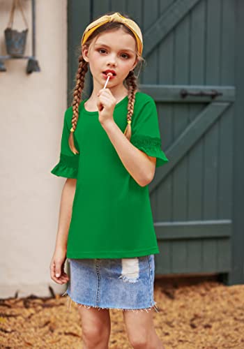 Arshiner Girls T-Shirt Kids Casual Tunic Tops Lace Short Sleeve Loose Soft Blouse3