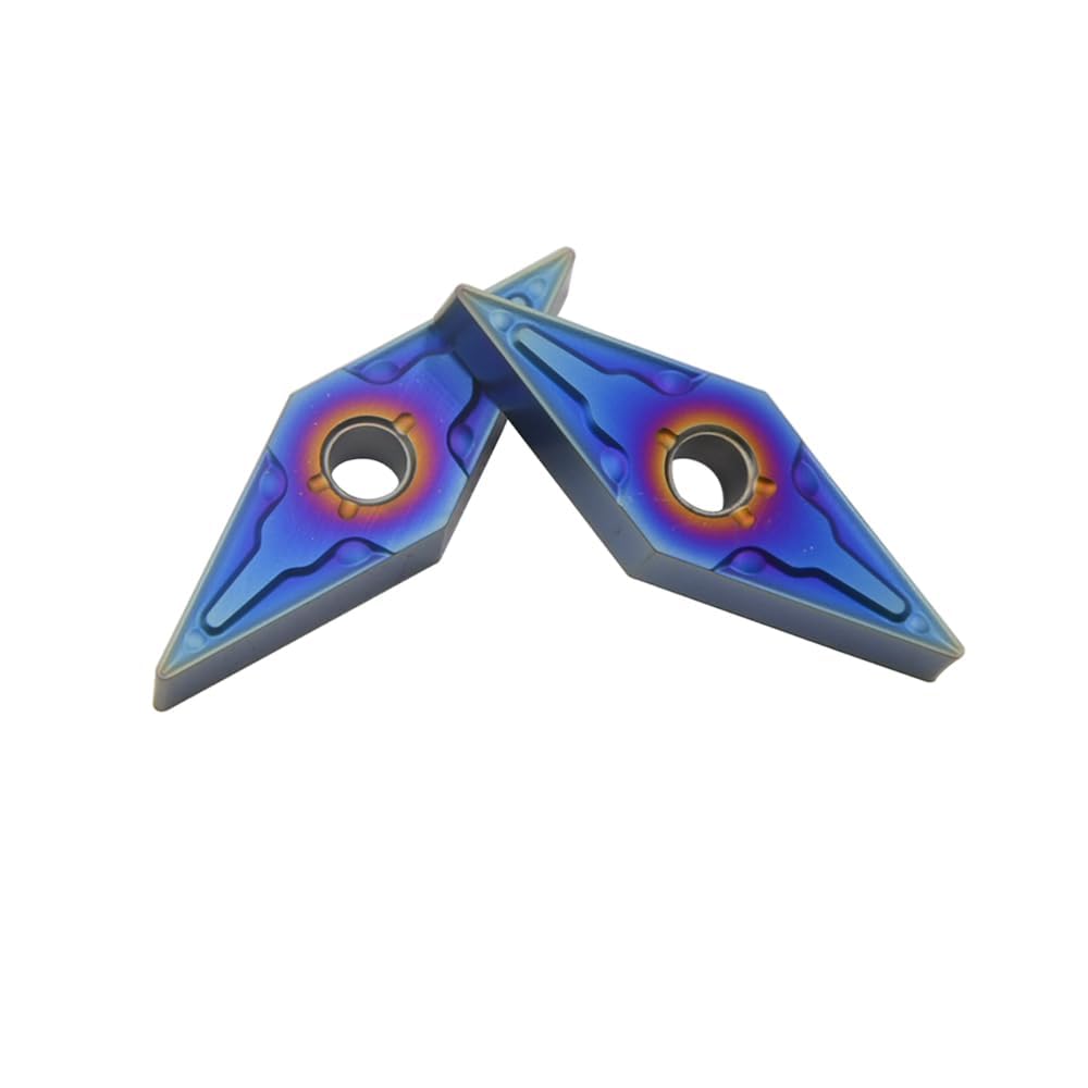 10pcs VNMG160404-MA Nano Blue Carbide Turning Inserts，Indexable Carbide Insert Cutting Tools，Capable of Processing 40-50HRC quenched Steel, Stainless Steel, cast Iron (VNMG160404-MA)