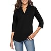 CEASIKERY-Womens-34-Sleeve-V-Neck-Tops-Casual-Tunic-Blouse-Loose-Shirt CEASIKERY Women's 3/4 Sleeve V Neck Tops Casual Tunic Blouse Loose Shirt