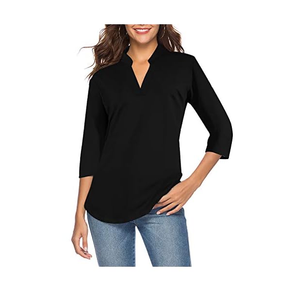 CEASIKERY-Womens-34-Sleeve-V-Neck-Tops-Casual-Tunic-Blouse-Loose-Shirt CEASIKERY Women's 3/4 Sleeve V Neck Tops Casual Tunic Blouse Loose Shirt