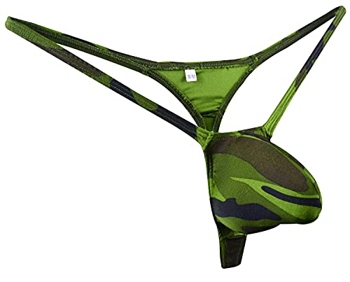 JJPOUCH Herren-Bikini mit Tanga, T-Back, Camouflage, Grün, grün camo, M Cover