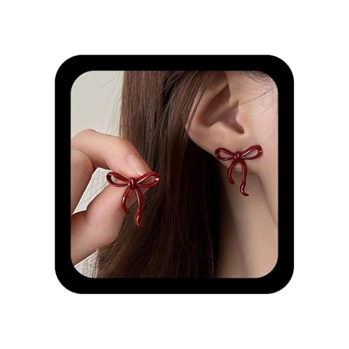 Aneneiceera Boucles D'oreilles Creuses En Forme De Noeud Rouge Filigrane Boucles D'oreilles Noeud Papillon Rouge Boucles D'oreilles En Forme De Noeud Ruban...