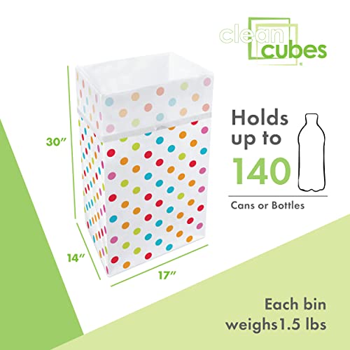 Image of Clean Cubes 30 Gallon Pop-Up Trash Cans 3-Pack, Instant Extra Trash Space | Extra Trash Space Without Mess, No Tape or Assembly Required, Pre-Fitted Liner Inside, Wire-Reinforced Opening, Polka Dot