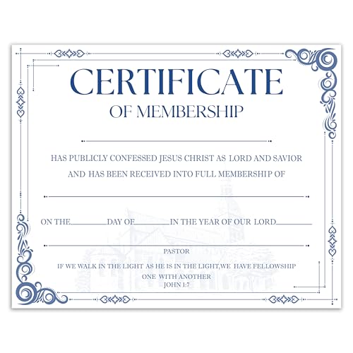 Certificate of Membership, 25 Pcs Church Recognition Certificates for New Members, Religious Membership Certificate, Christian Bible Scripture Favors & Supplies -06