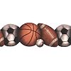 York Wallcoverings BH1759B Border Portfolio 2 Lets Play Ball Border BrownWhite