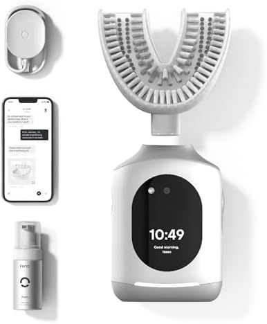 Feno Smartbrush Electric Toothbrush for Adults – AI-Powered Oscillating Toothbrush with App and Personalized Mouthpiece, 20-Second Deep Clean, Rechargeable, Includes 1 Bottle of Feno Foam Toothpaste
