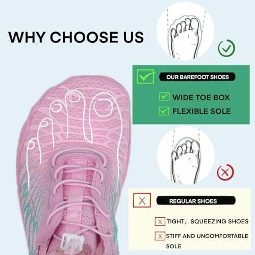 Image of Hike Barefoot Shoes for Women Men with Wide Toe Box, Healthy & Non-Slip Breathable Barefoot Water Shoes Beach Pool Aqua Swim Surf Hiking Walking Shoes