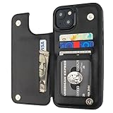 Onetop Compatible with iPhone 15 Plus Wallet Case Black | with Card Holder, PU Leather, Kickstand, Card Slots Case, Double Magnetic Clasp, Durable Shockproof Cover, 6.7 Inch