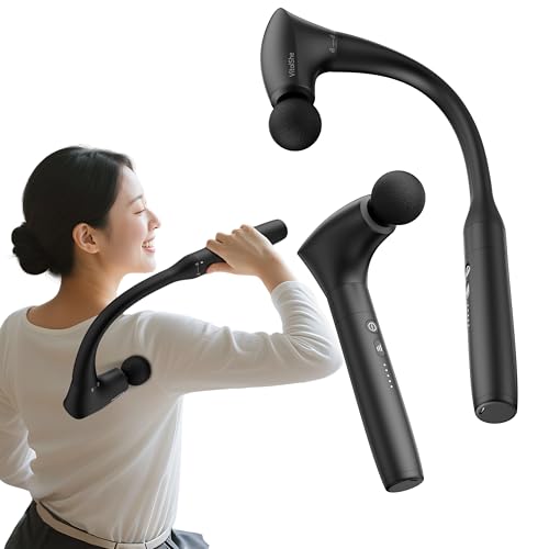 Massage Gun with Extended Handle, U-Shaped Back Massager for Pain Relief, 5 Speed Levels, Type-C Charging, 4 Massage Heads, Deep Tissue Percussion Massager for neck, shoulder, body, Gift, Vitalshe