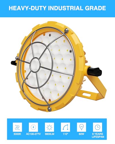 G GJIA 60W LED Dock Light – IP65 Waterproof, 6600LM, 180° Adjustable Head for Indoor & Outdoor Security, Warehouse & Container Areas - image 2
