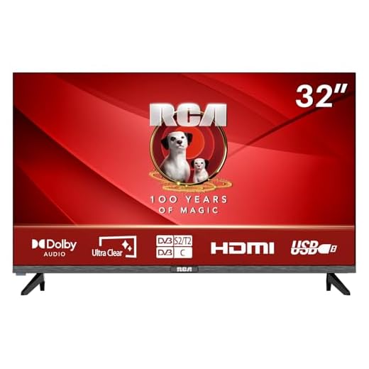 RCA E32 TV 32 Pouces Télévision 80cm HD sans Bord avec Dolby Audio Triple Tuner (DVB-T/T2-C-S/S2) HDMI USB CI+ y Compris Mode Hôtel 2024 [Classe énergétique F]