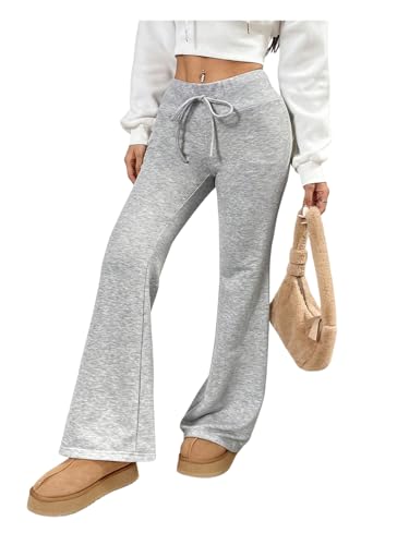 SHENHE Women's Y2K Flare Sweatpants Low Rise Drawstring Knit Casual Workout Sweat Pants