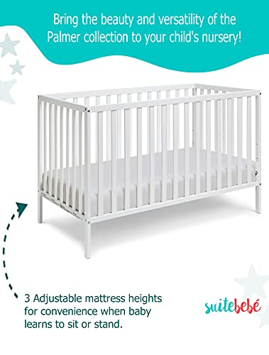 Image of Suite Bebe Palmer Island 3-in-1 Convertible Crib and Toddler Guard Rail Bundle, White