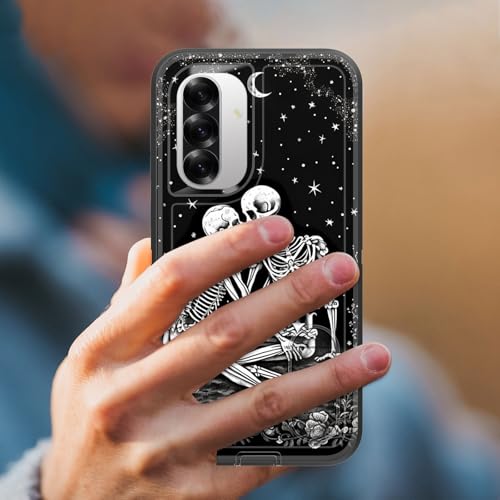 BFUKVOU for Galaxy A36/A56 5G Case with Built in Kickstand,Shockproof/Dustproof/Drop Proof 3-Layer Military Grade Protective Cover for Samsung Galaxy A36/A56 5G 6.7",Skulls Kissing Lovers Skeleton - image 6