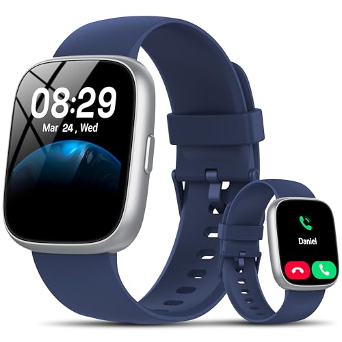 Image of Smart Watch with Alexa Built-in, 1.83 inch HD Touchscreen Fitness Tracker with Bluetooth Calling, Fitness Watch with Heart Rate /Sleep Monitor /120+ Sports, IP68 Waterproof Smartwatch for Android iOS, Blue