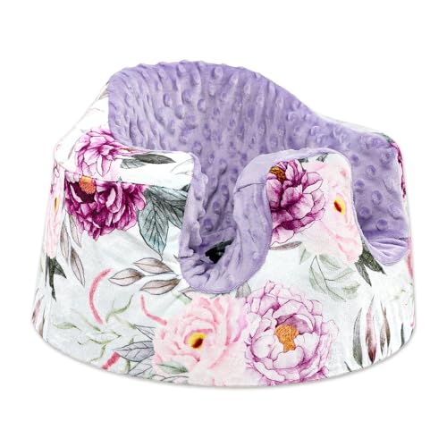 Image of Jundetye Baby Seat Cover Compatible with Bumbo Seat, Soft Comfortable Minky Seat Cover for Baby Girl Boy, Breathable Removable Cover for Baby Seat, Machine Washable, Purple Flower