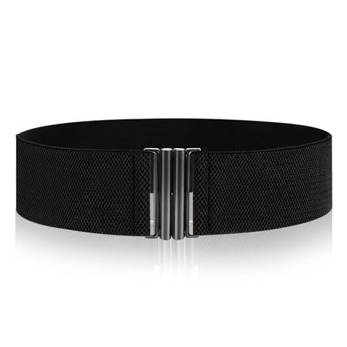 JIEYAO Wide Elastic Waist Belts for Women, Vintage Stretch Waist Belt Elastic Belt for Dresses with Lock Buckle