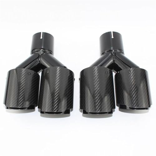 Tuyau d'échappement voiture en carbone et inox look sport y 54mm 101mm